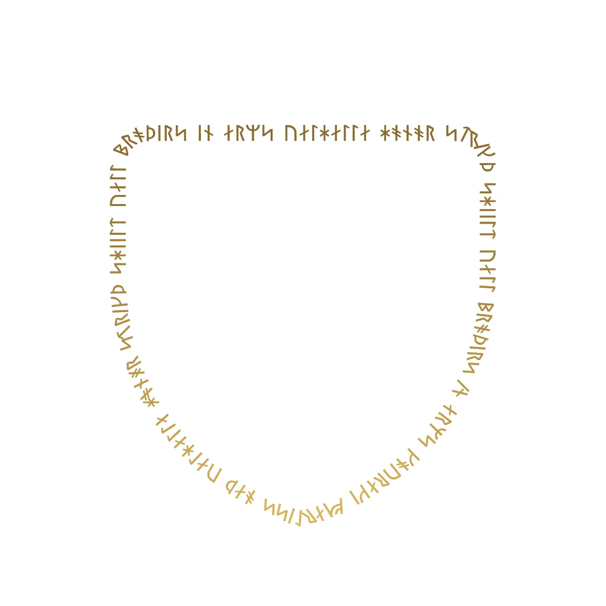 Shield outline traced in Younger Futhark runes, the interior left empty